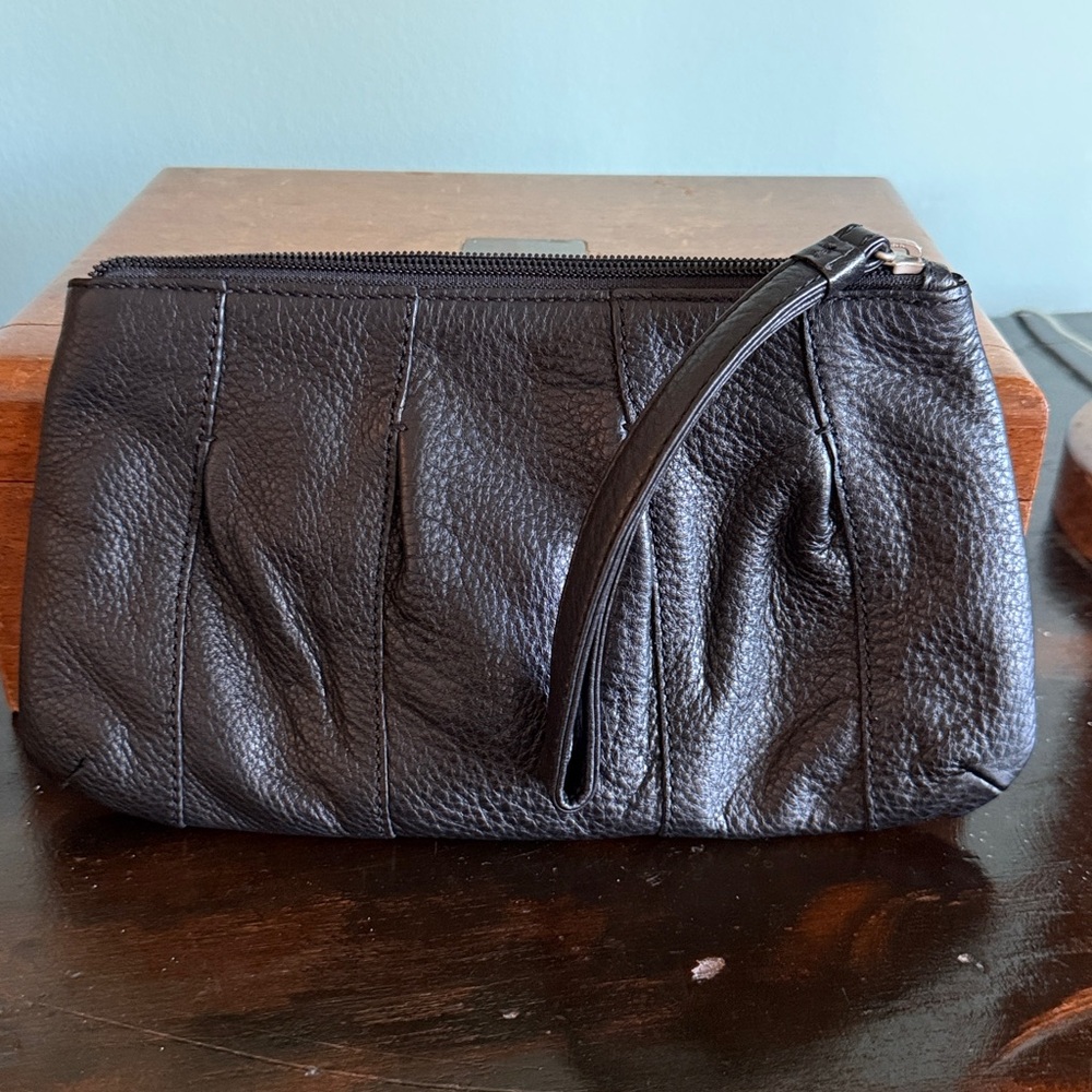 NWOT Black Leather Clutch by JJill